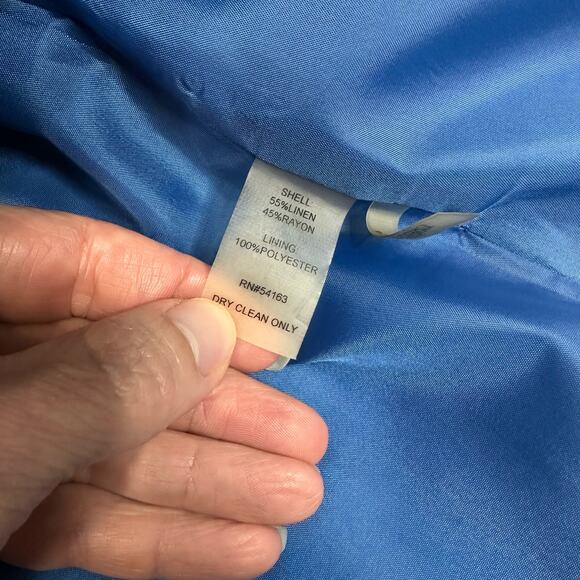 Calvin Klein Linen Blend A-line Knee Length Skirt Pleated Blue Striped Size 16 - Picture 7 of 7